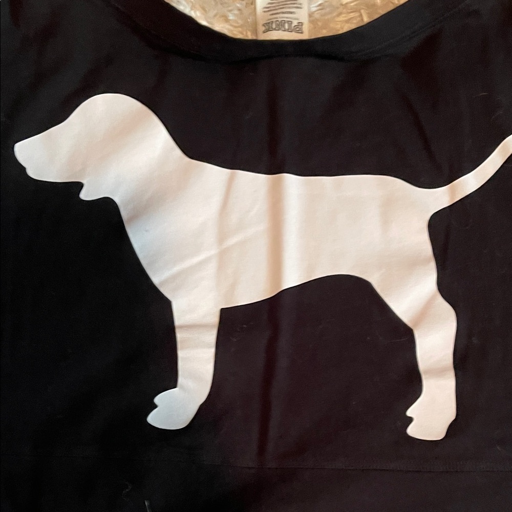 PINK Victoria's Secret Black Crewneck Logo Tee - Picture 4 of 5